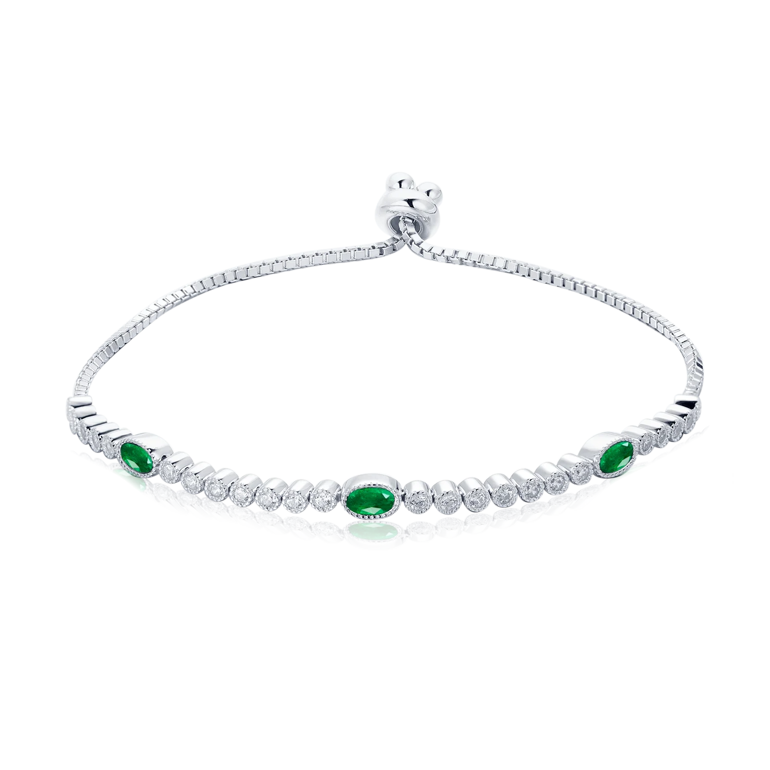 

Anster Oval Shape Lab Emerald 925 Sterling Silver Bracelet, Green