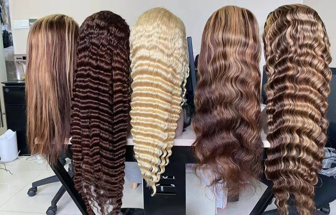Pre Plucked Hairline Honey Blonde Piano Color  Human Hair Wigs Bone Straight Hair  Highlighted Wig Lace 150% Density