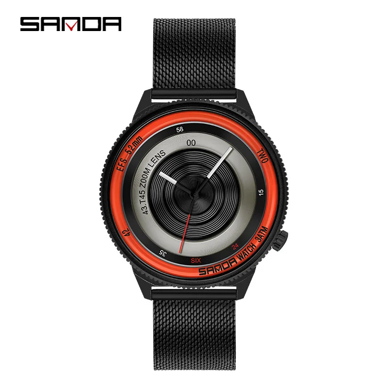 

Top Brand Luxury Fashion Men Quartz Watch 2021 Photographer Series Unique Camera Waterproof Mesh belt Men Wrist Watch Blue