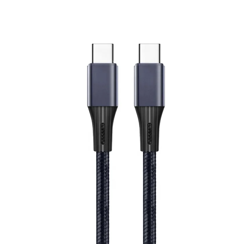 

100W 5A Nylon Braided Type C To Type C Data Transfer PD Fast USB Charging Cable, Black silver green
