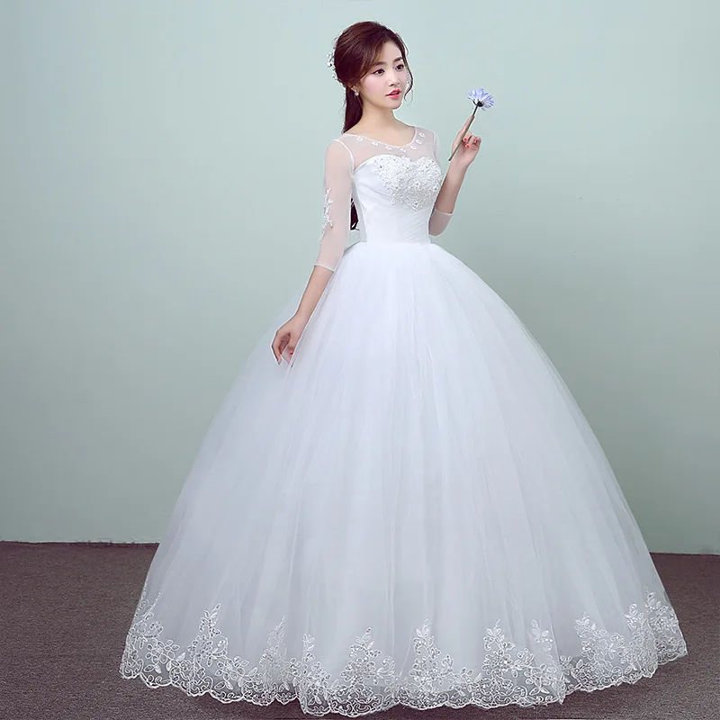 

New white wedding dress wholesale princess slim bridal dress wedding dress