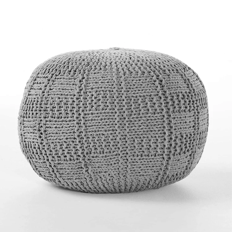 

Free shipping within the U.S. modern style bean bag round pouffe knit handmade ottoman pouf for home