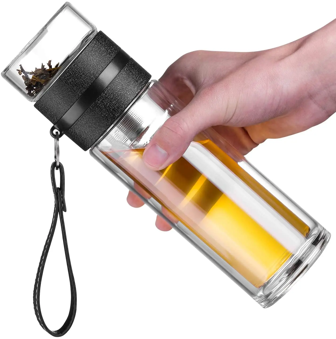 

2023 Top Seller 350ml Glass Tea Infuser Bottle with Separation Cup