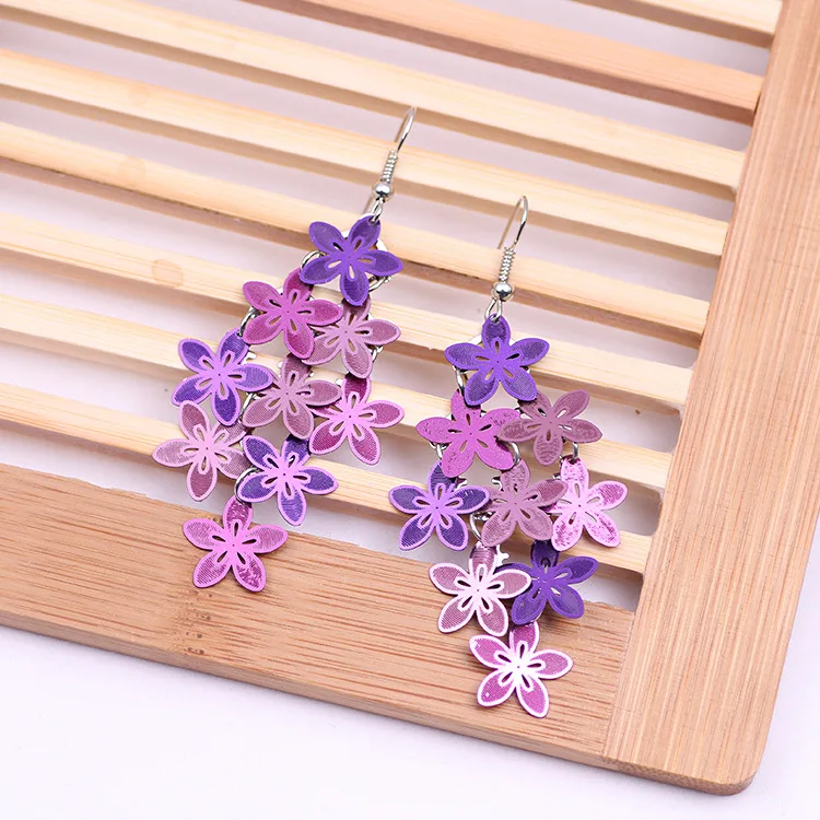 

Hot selling fashion style flower earrings small colored nine-piece earrings copper accessory flower earrings