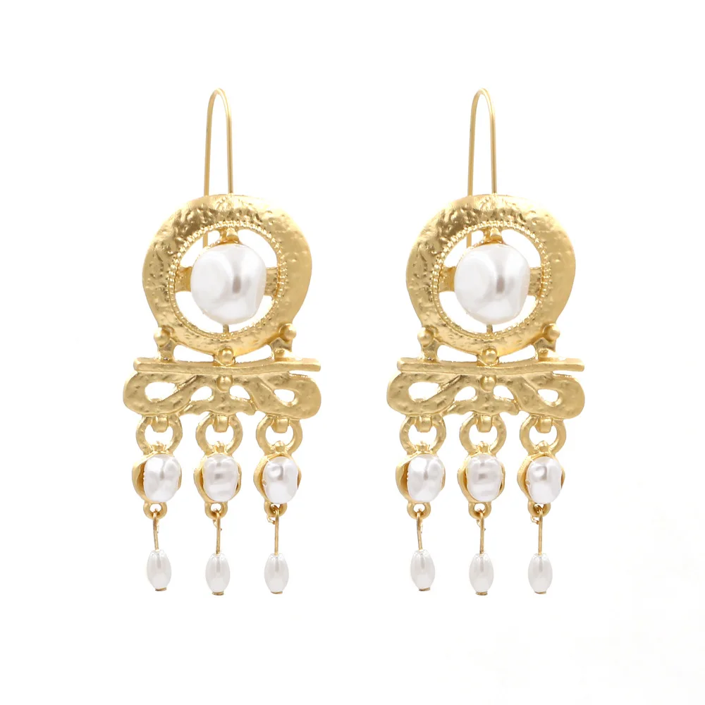

Bohemia ZA Pearl Drop Dangle Earrings for Women Elegant Gold Long Statement Tassels Earrings Wedding Jewelry (KER526), Same as the picture