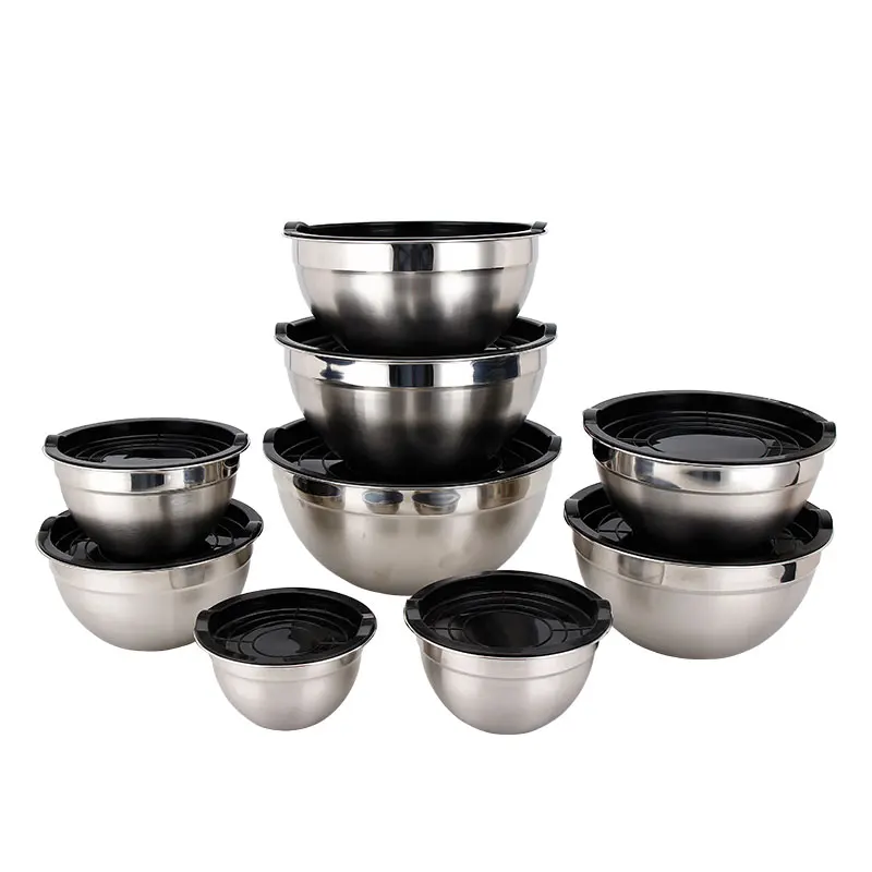 

Stainless Steel Mixing Bowls with Lids Stackable Nesting Bowl Set For Cooking, Baking, Meal Prep, Serving