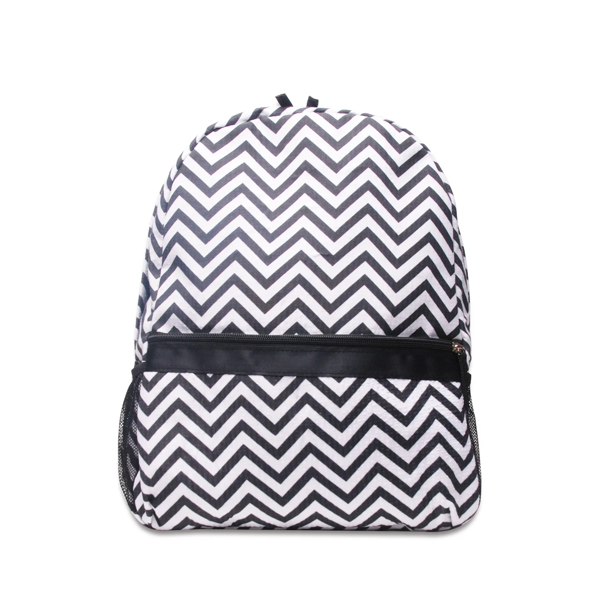 

RTS White And Black Chevron Seersucker Cotton Backpack School Quatrefoil Seersucker Backpack, Stripes and quaterfoil