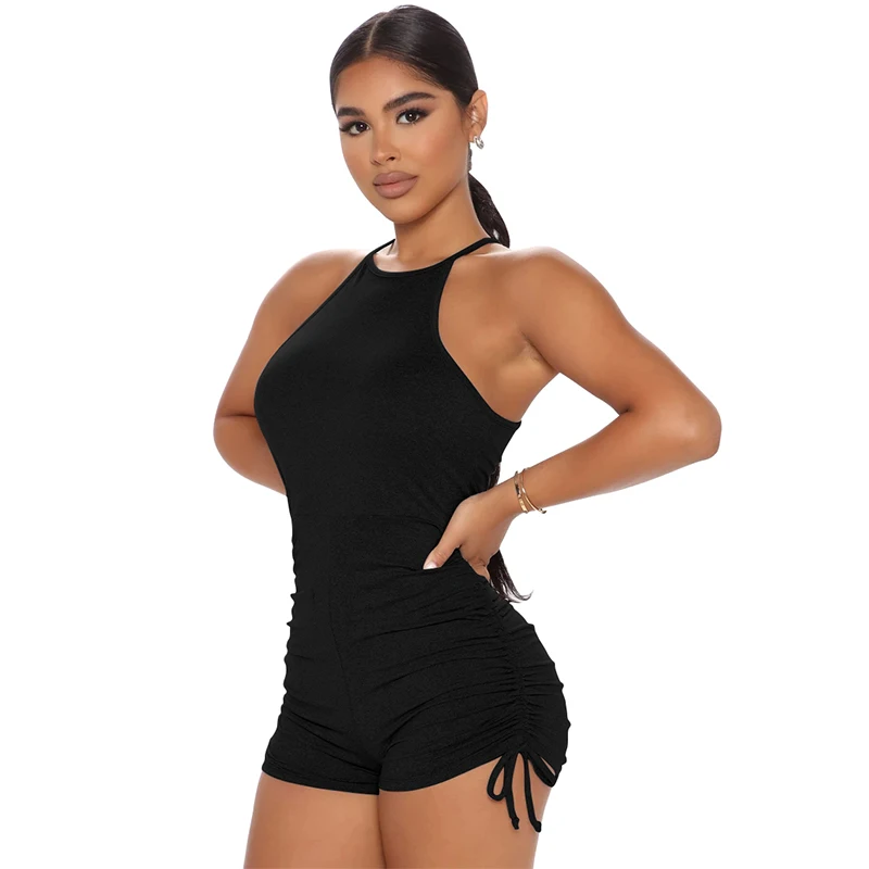 

TOB Spring New Sexy Jumpsuit Women 2021 Solid Color Sleeveless Pleated Drawstring Ladies Jumpsuit BK164