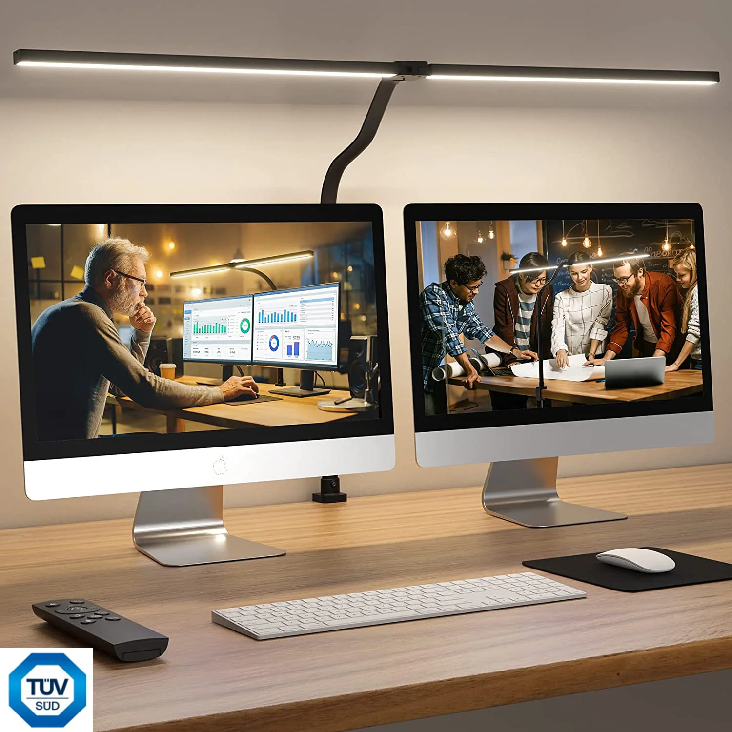 31.5 Wide Double Head Gooseneck LED Desk Lamp Architect Office Task Light  Modern Desk Lamp with RG0 with no blue light hazard