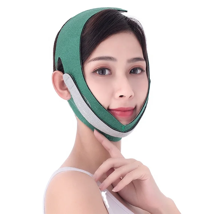 

2021 New Designs Lifting Slim V-line Factory Price Wrinkle V Face Chin Cheek Lift Up Slimming Slim Mask thin Belt Strap Band, Green