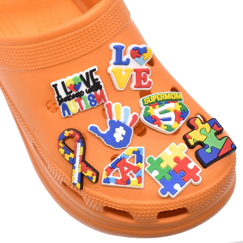 

Autism Ribbon Shoe Charms Love Care Autism Shoe Charms For Shoe decorations Accessories, Customized color