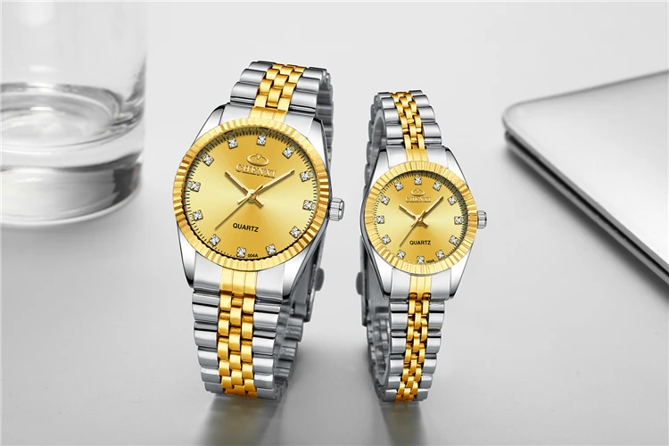 004 A 2 CHENXI Men And Women 2019 Fashion Gold Japanese Movt Diamond Wrist Watch