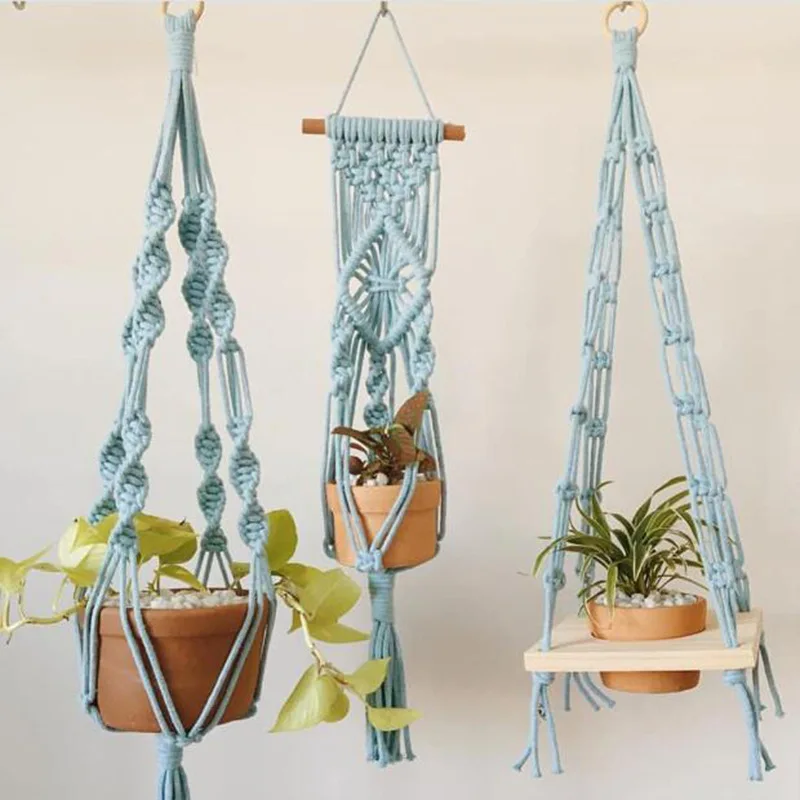 

Hot Selling Mkono Macrame Plant Hangers 3 Different style Hanging Planter for Indoor Outdoor Flower Pot Holder Boho Home Decor