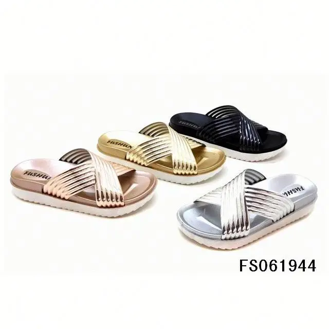 

Factory Lady PVC air blowing pvc pcu ladies cross strap slider, Any color avaliable