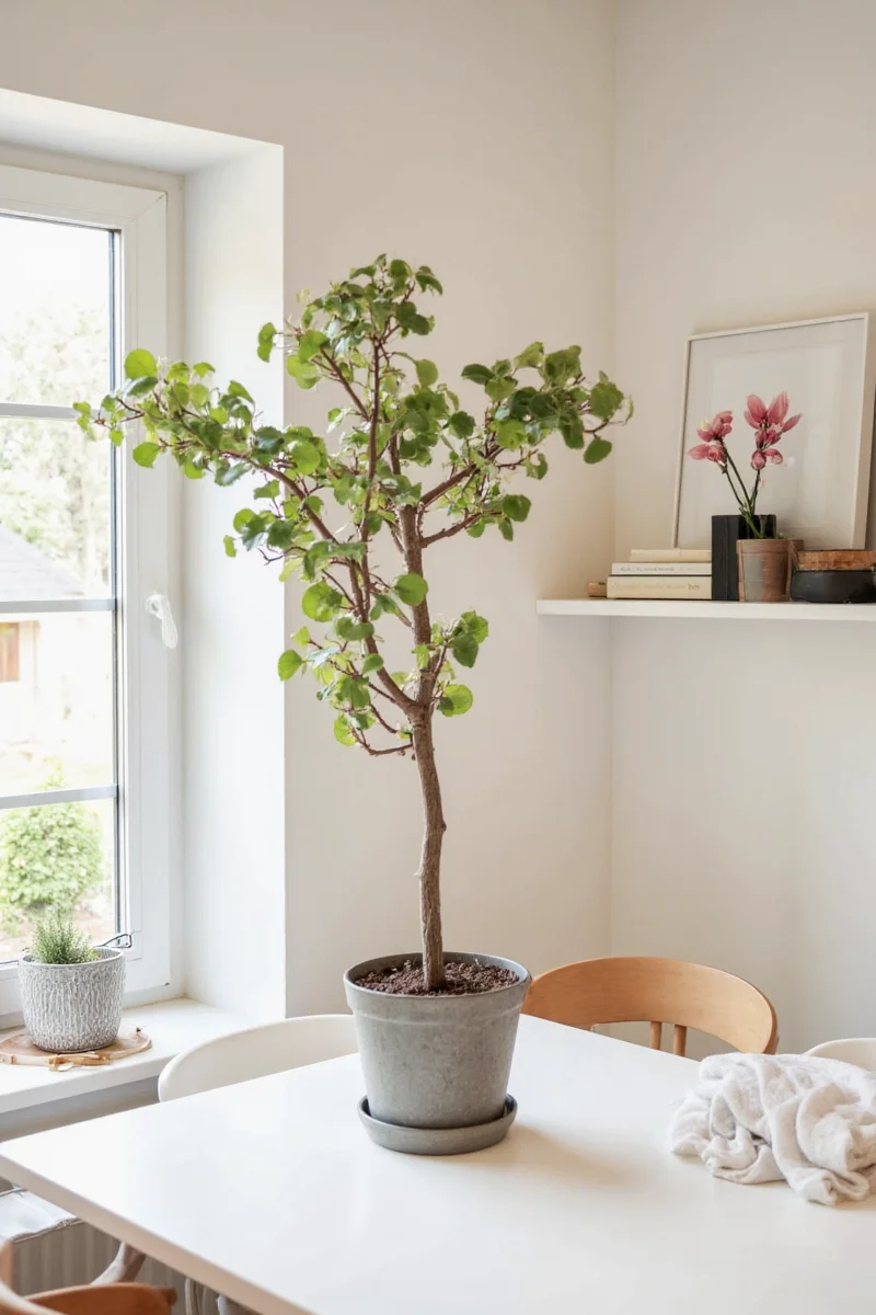 Living room with natural branch centerpiece