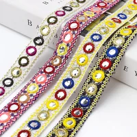 

Meetee AP408 Mirror Jacquard Embroidered Lace Trim Ribbon Fabric Webbing for Stage Clothing Bags Curtain Decoration Accessories