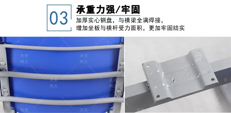 School 3 Seat Chair Sturdy Institutional Bench Chair Lecture Hall Writing Pad Link Chair with Book Rack