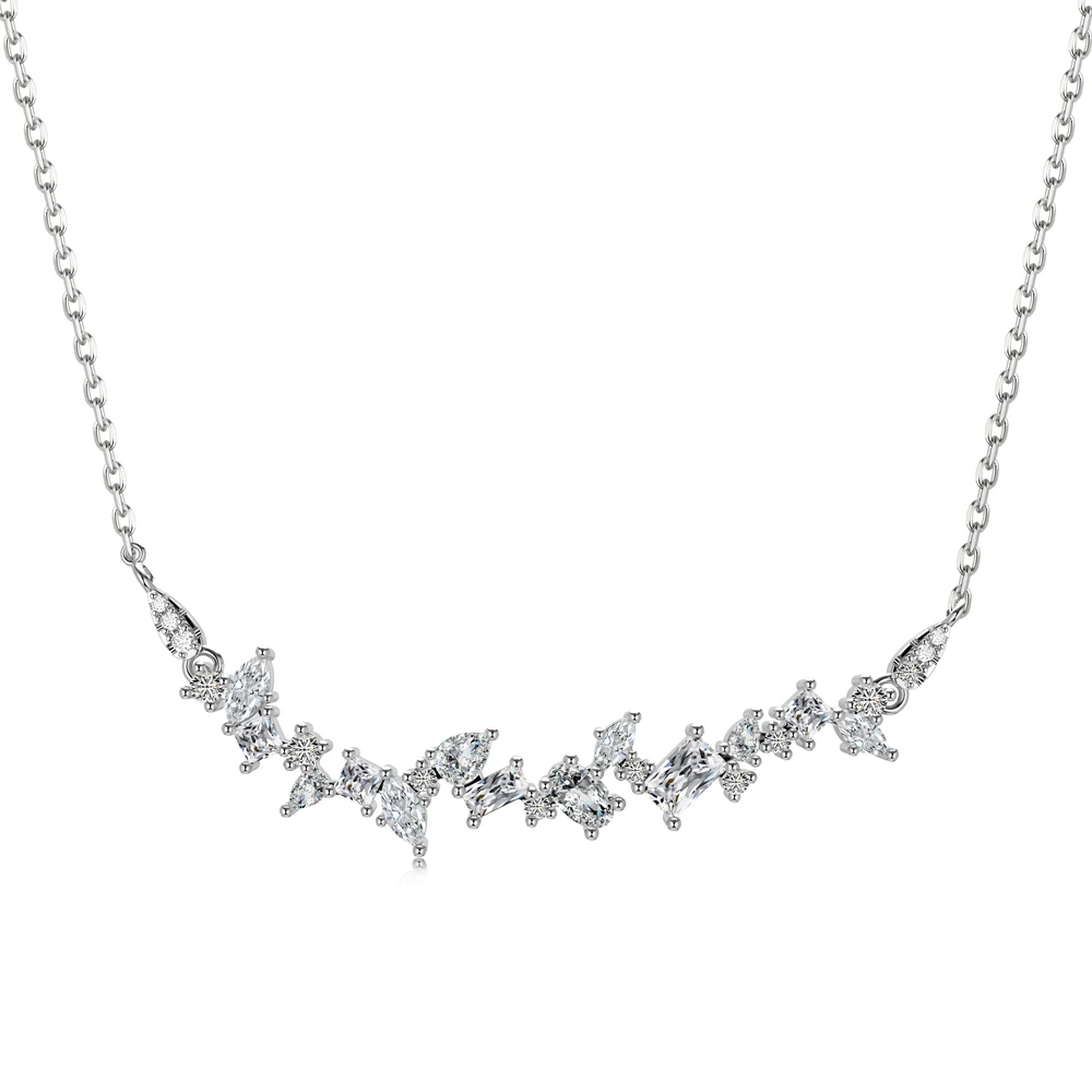 Dylam Factory Wholesale High Quality Low Price Multi Shape Necklace 925 Sterling Silver Cluster Row Pendant Necklaces for Women
