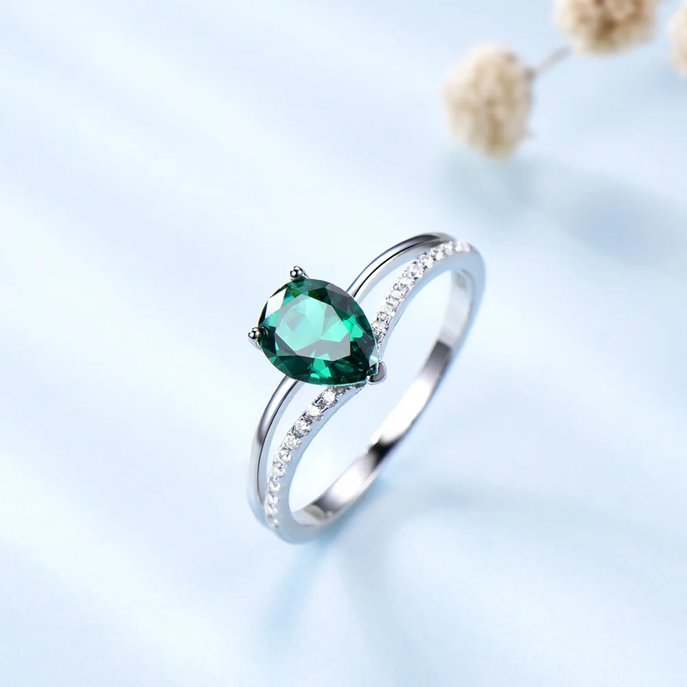 

RINNTIN VSR15 green Zircon fashion 925 sterling silver rings for women