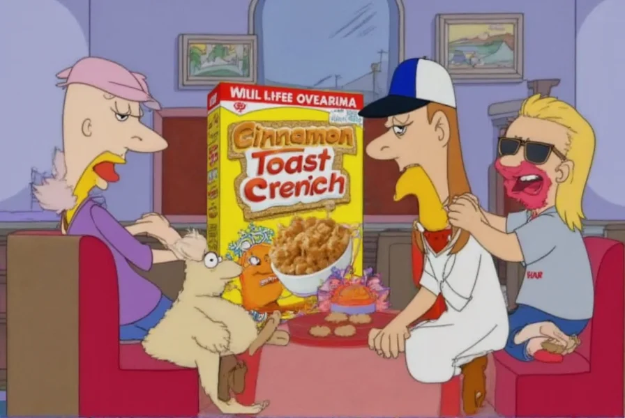 Vintage Cinnamon Toast Crunch commercial screenshot showing animated Cruncher Up knights protecting Crunch Island