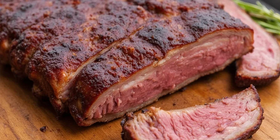 Meat thermometer in pork ribs