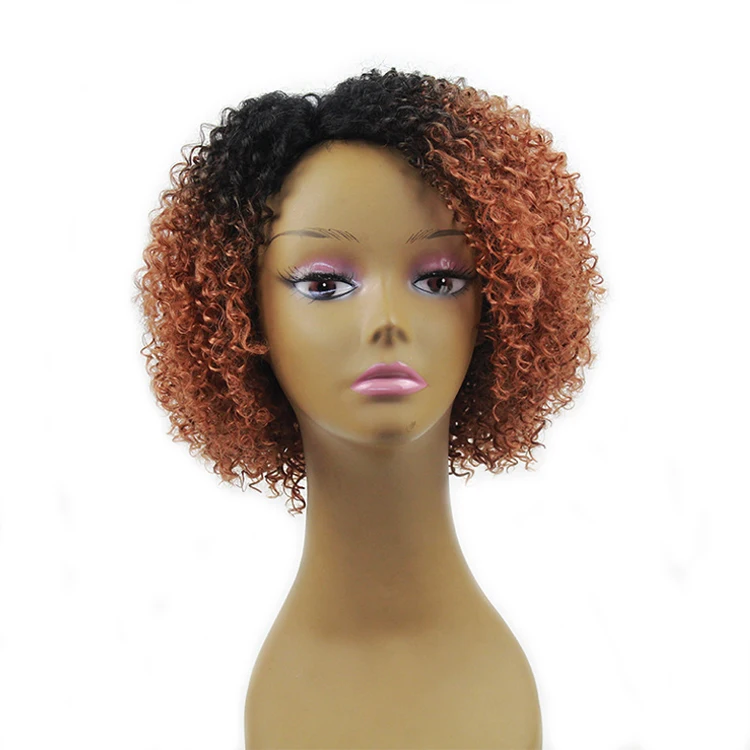 

wholesale cheap afro kinky curly synthetic hair wigs ombre short wig for black women