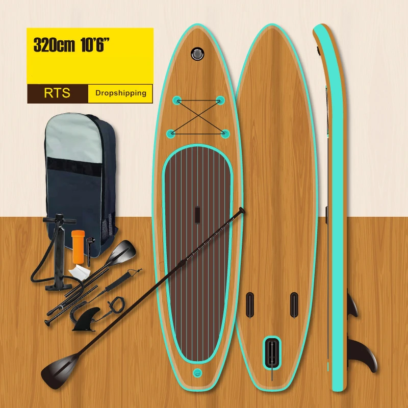 

INSTOCK/RTS race fishing paddle board isup wood grain inflatable sup paddle board sets kit dropshipping, Green or pink