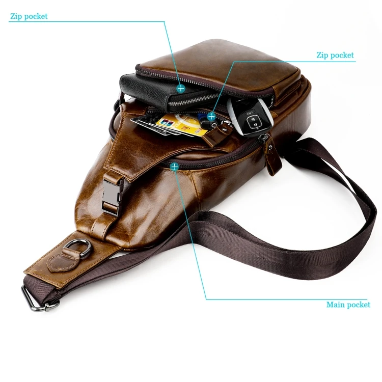 

Newest Design Men Leather Chest Bag Retro Shoulder Bag Good Quality Logo Available