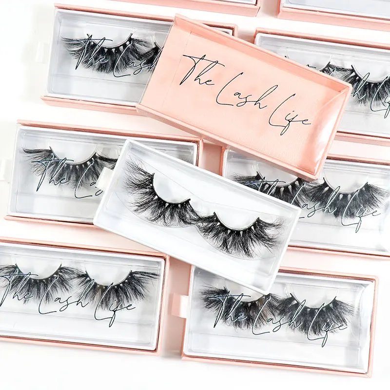 

custom logo black leather luxury magnetic lashbox cruelty free fluffy 30 pairs of 25mm 5d mink eyelashes