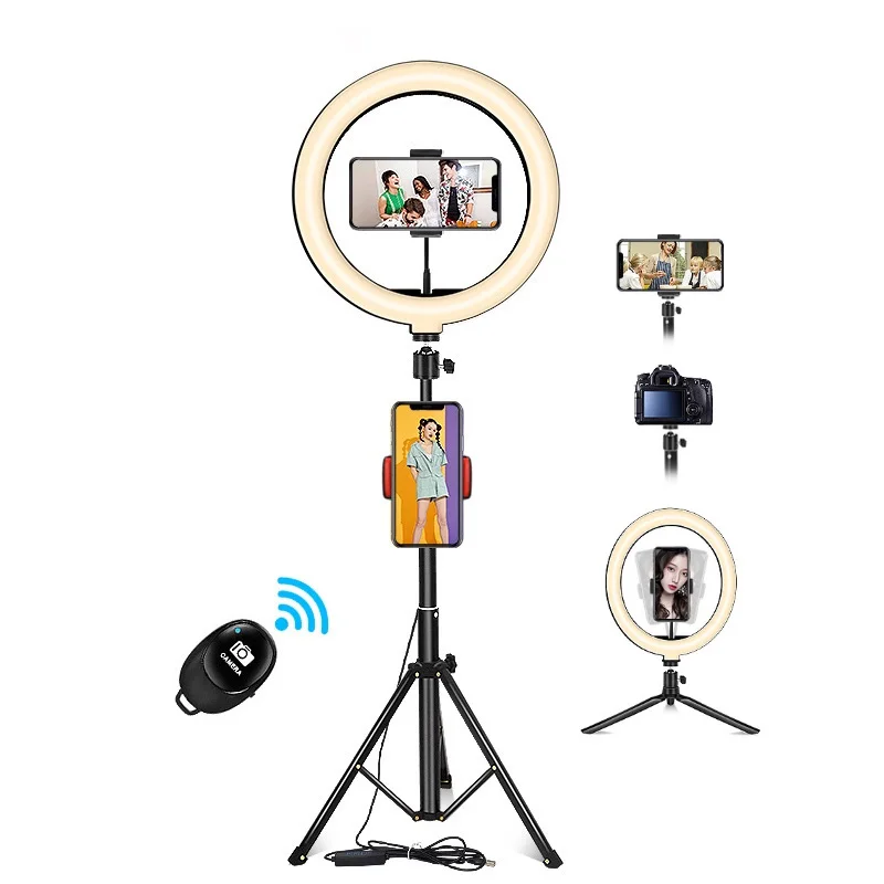 

6 Inch Led Makeup Ring Light Photography Ring Lamp Phone holder Makeup Led Ring Light with Stand 3000K-6000K, Black