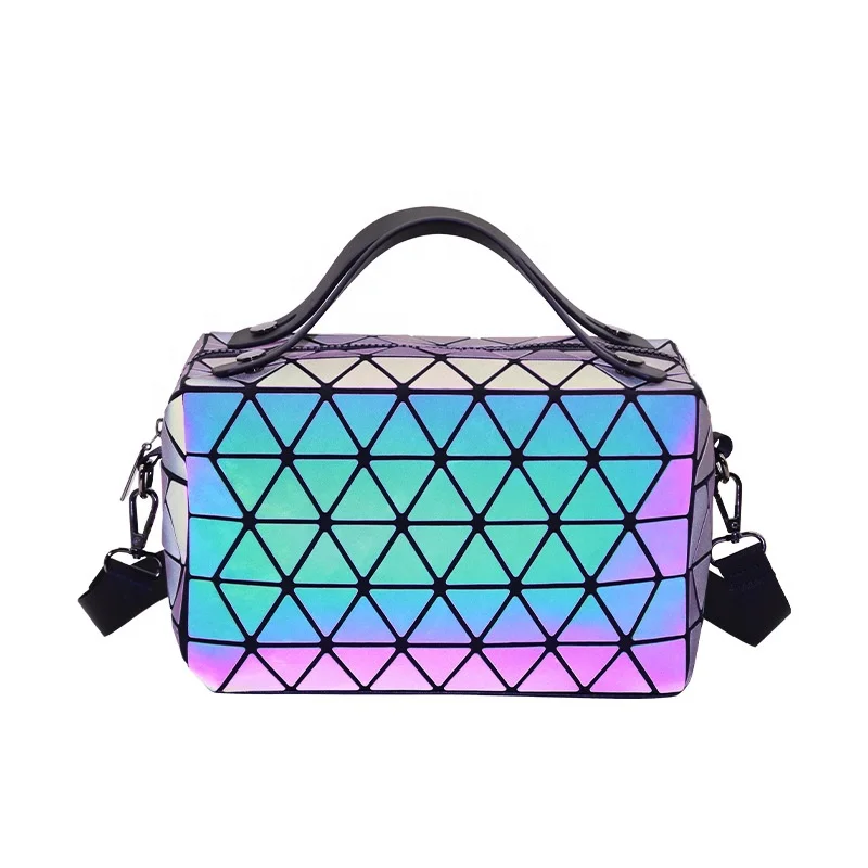 

holografic luminous bags geometric samll purse ladies bags handbag set
