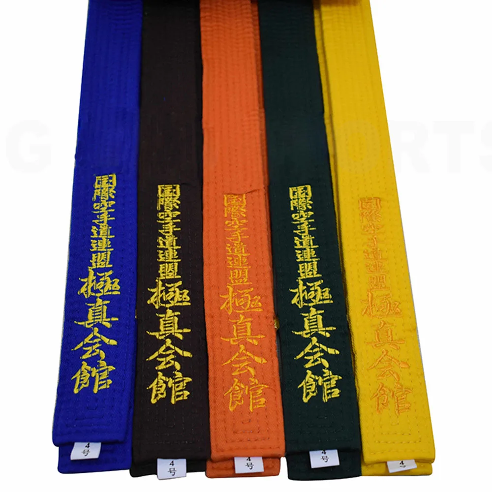 

Colorful kyokushin karate belt with embroidery, Colorful belts , black belts.