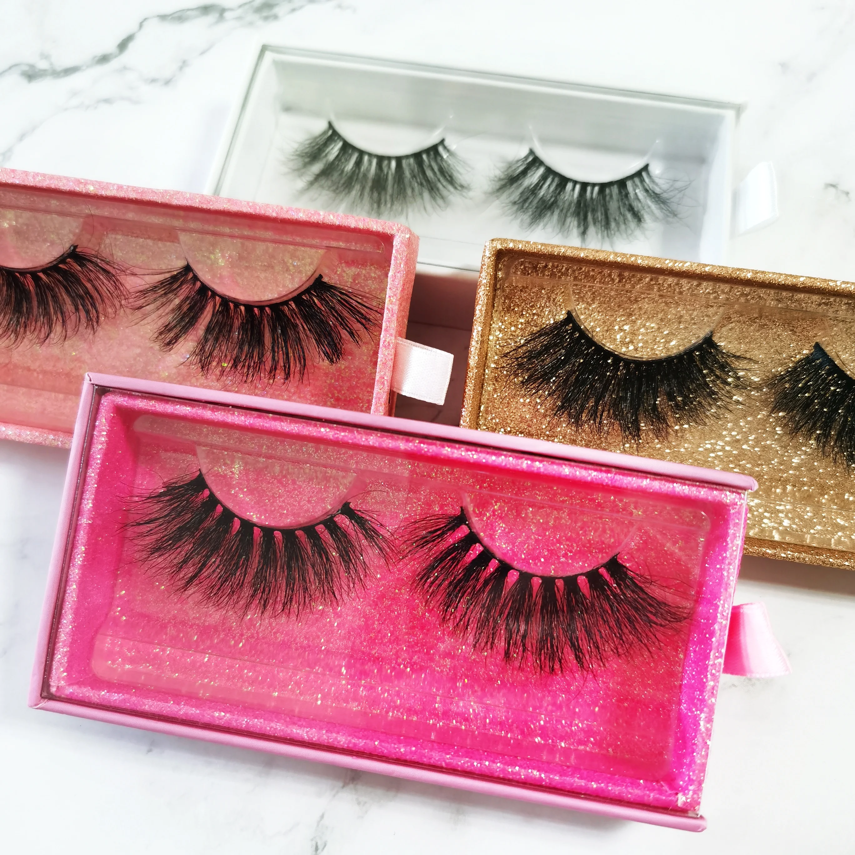 

latest 25mm dramatic 3D cotton band false eyelashes with packaging lashes eyelashes mink private label