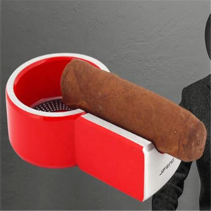 

Metal Round Large Capacity Cigar Ashtray, Black/red