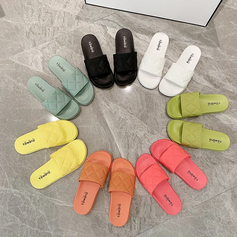 

Wholesale Summer Popular Women Slide Sandal Cheap Bedroom Slippers Flat Slides For Girl, 7colors /custom