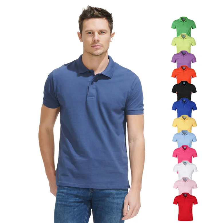 100% Cotton Blank Men's Golf Polo T Shirts Embroidered Logo Plain Wholesale Short Sleeve Polo Shirts Big/Tall/Custom