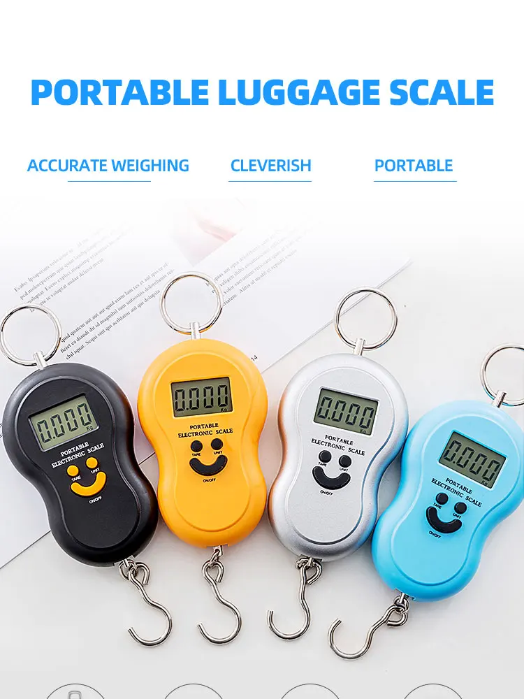 US_ 50Kg/10g Smile Face Mini Digital Backlight Hanging Scale Luggage Weight Tool 
