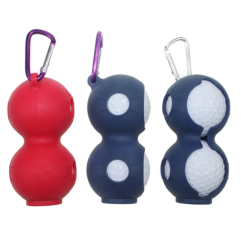 

2021 New Trend Double Silicone Golf Ball Holder Cover Aluminum Hook Golf Ball Cover Golf Case, Customize