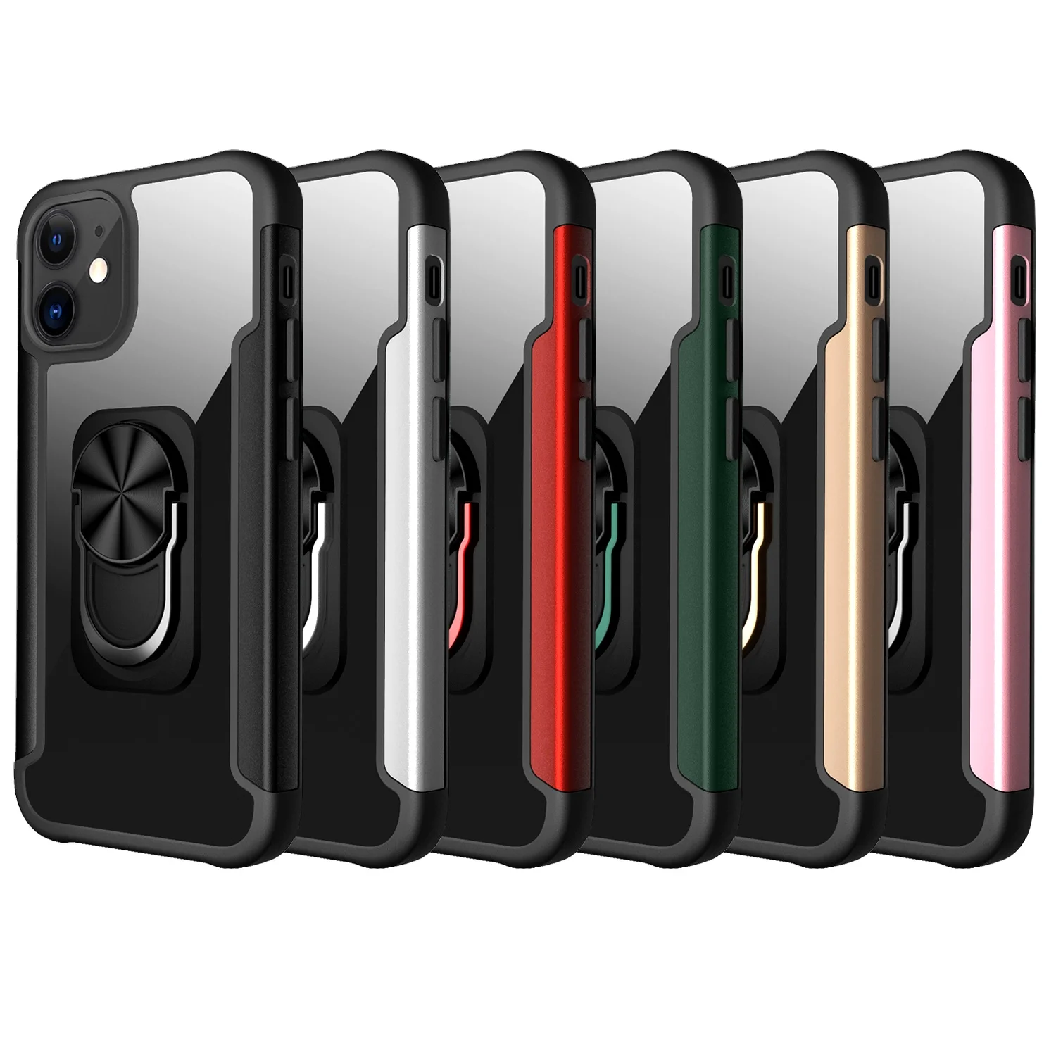 

hot selling 2 in 1 rotation ring car holder magnetic phone case for iphone 12 mini back cover, 6 colors