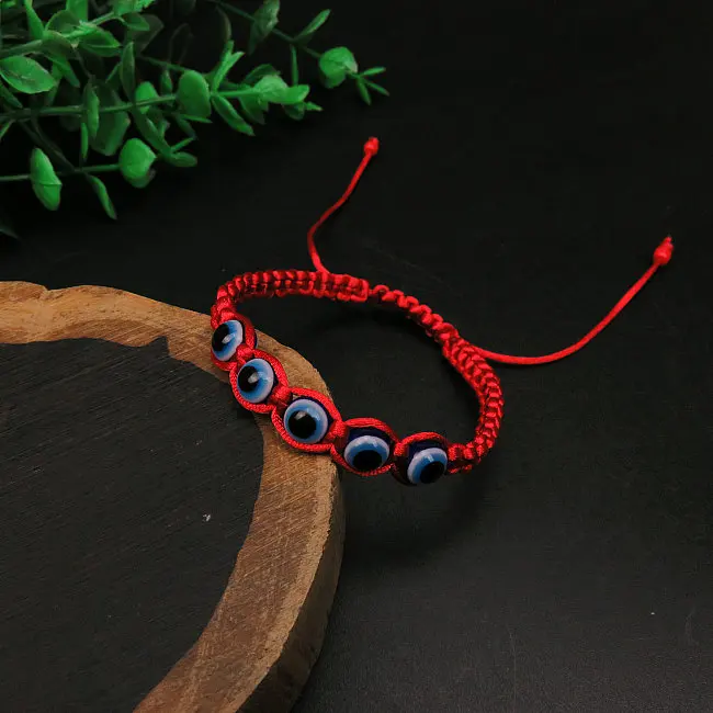 

Bohemian Adjustable Turkey Glass Bead Evil Eyes Charms Bracelet Red String Rope Braided Evils Eye Bracelet For Girls