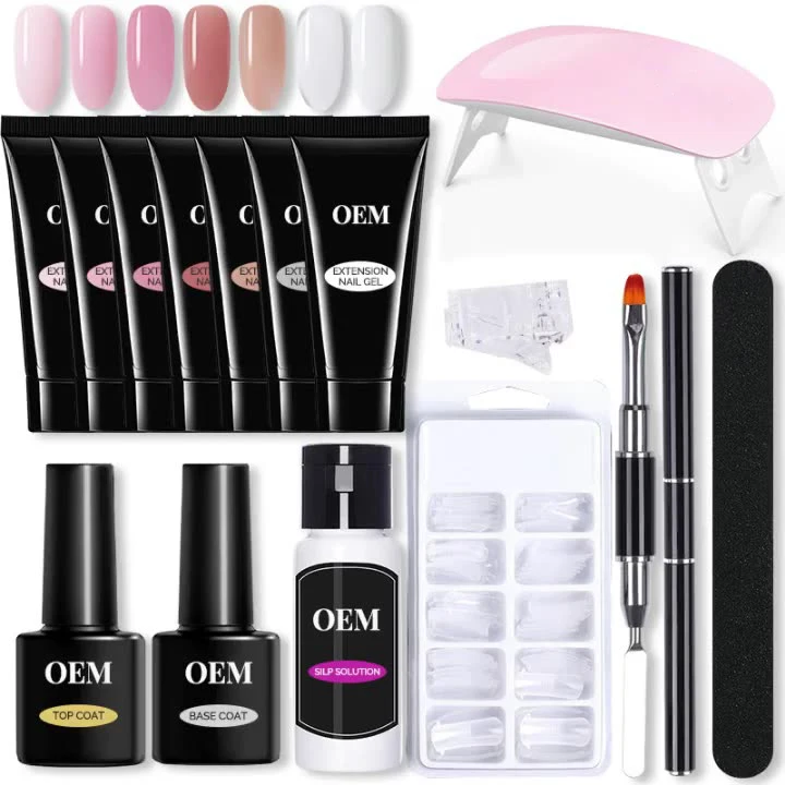 

amazon top sell Professional private label acrylic nail start set gel nail extension poly gel kit with uv lamp, Choose