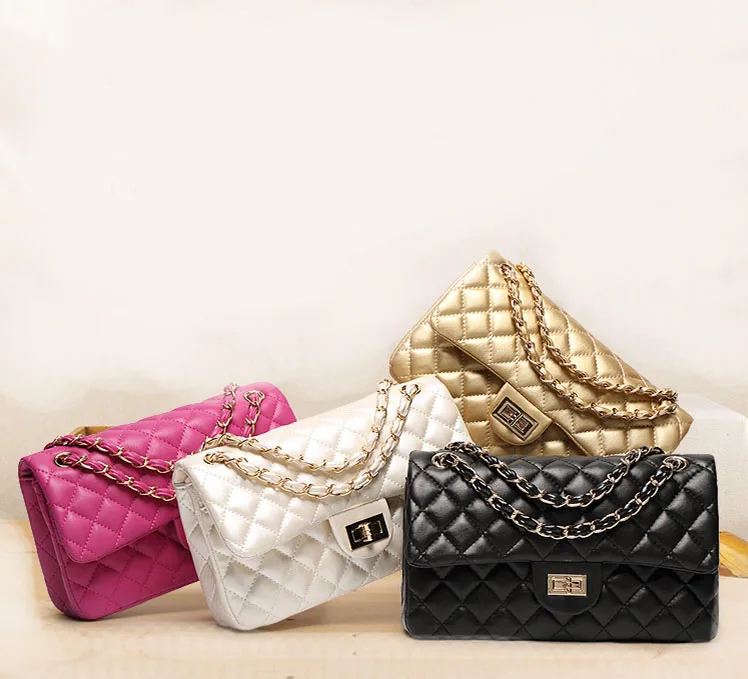 

2020 fall fashion ladies Pearl leather purse lattice chain shoulder bags elegant womens messenger bags