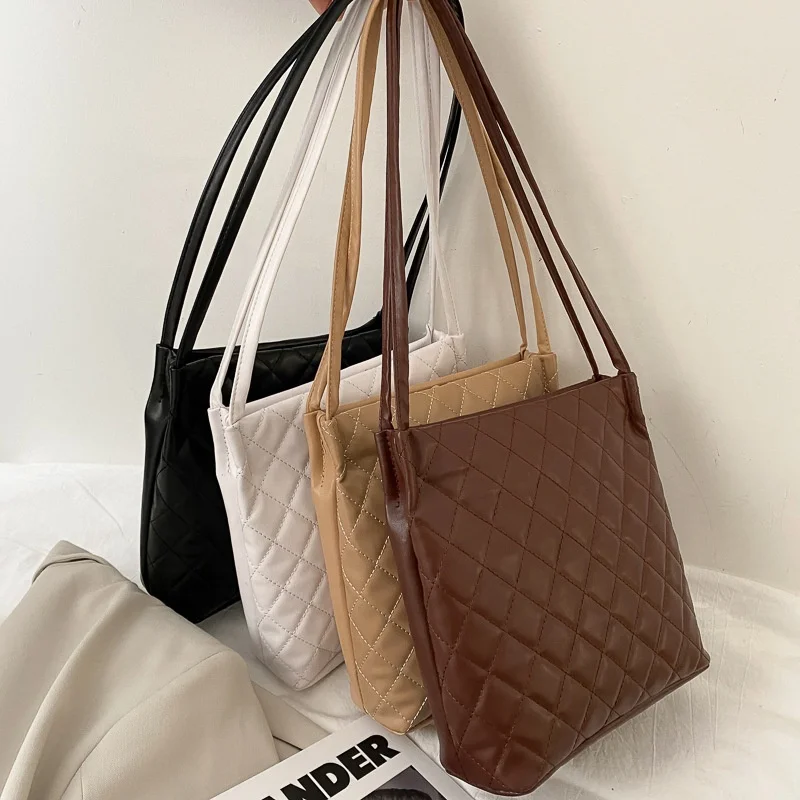 

Trendy Simple Large Capacity Shoulder Bag Fashion Casual Woman Tote Bag, Black,brown,khaki,white