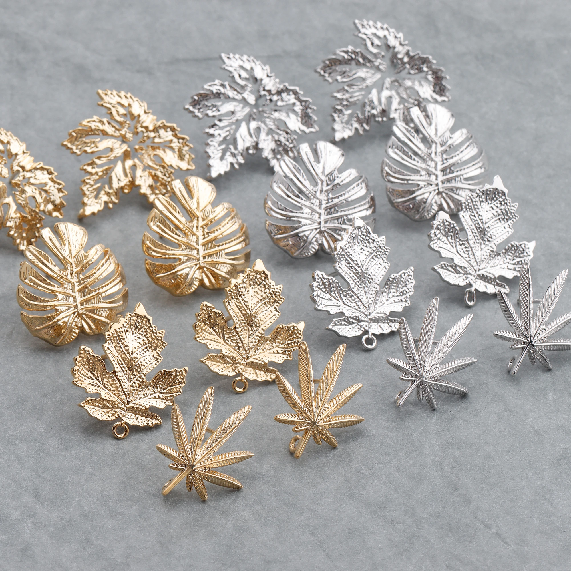 

Leaves shape 18K gold plated jump ring diy earrings pendant jewelry making accessories,M696,10 pcs/lot, Gold,silver