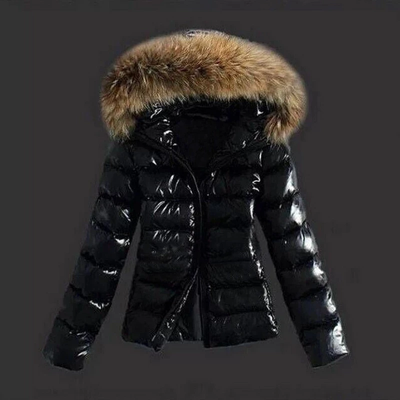 

2021 Spring Women Puffer Jacket Fashion Luxury Winter Woman Coats Hooded Shiny Black Brown Parkas Mujer Chaqueta Doudoune Femme