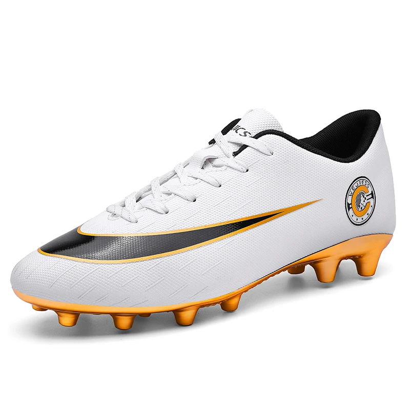 

Explosive gold-soled couple football shoes, White red black