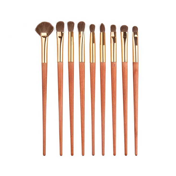 

9Pcs Horsehair Bamboo Makeup Brush Set High Quality Wood Handle Eye Shadows Highlight Cosmetics Brush