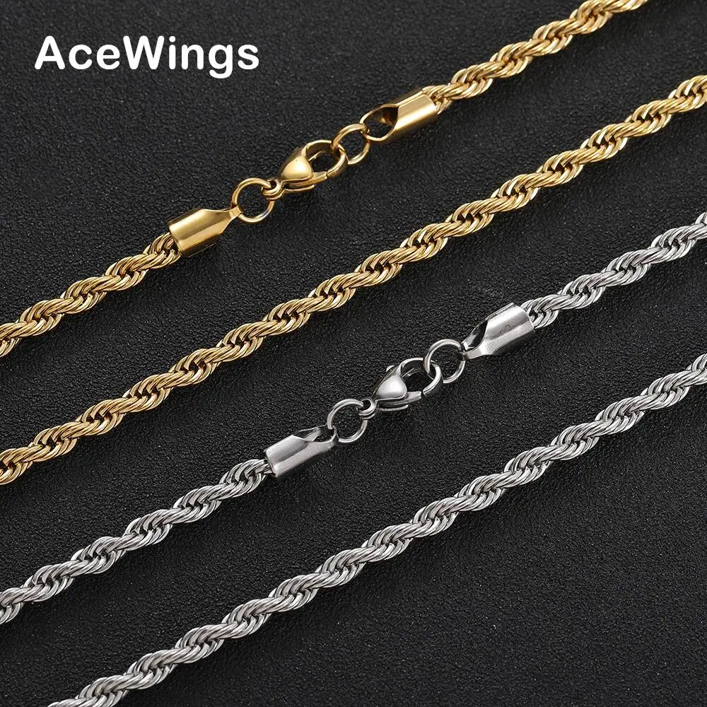 SC028 4mm Stainless Steel Rope Chain Necklace Men's Necklace