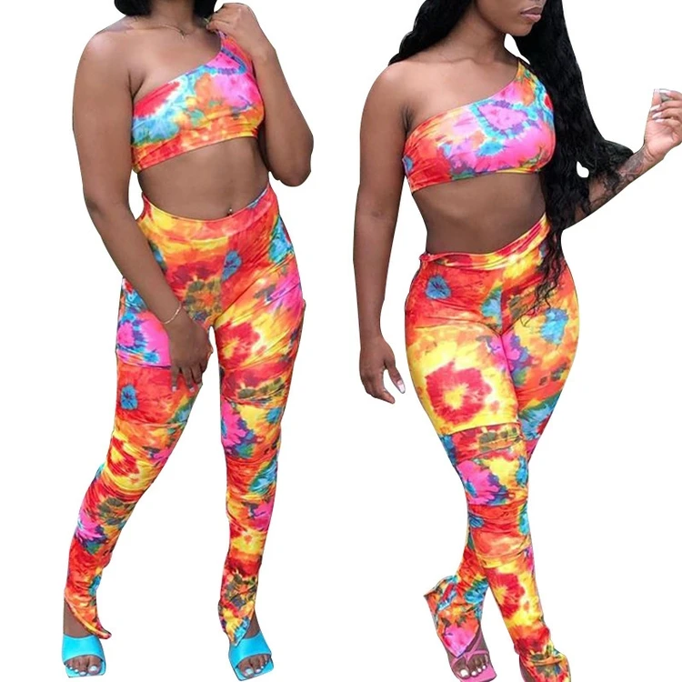 

Fashion Summer Ladies Tie Dye Plus Size Trend Style Sexy Women Clothing Two Pieces Party Set, Red, khaki, green, black, pink,yellow, white, blue, gray, skin, coffee