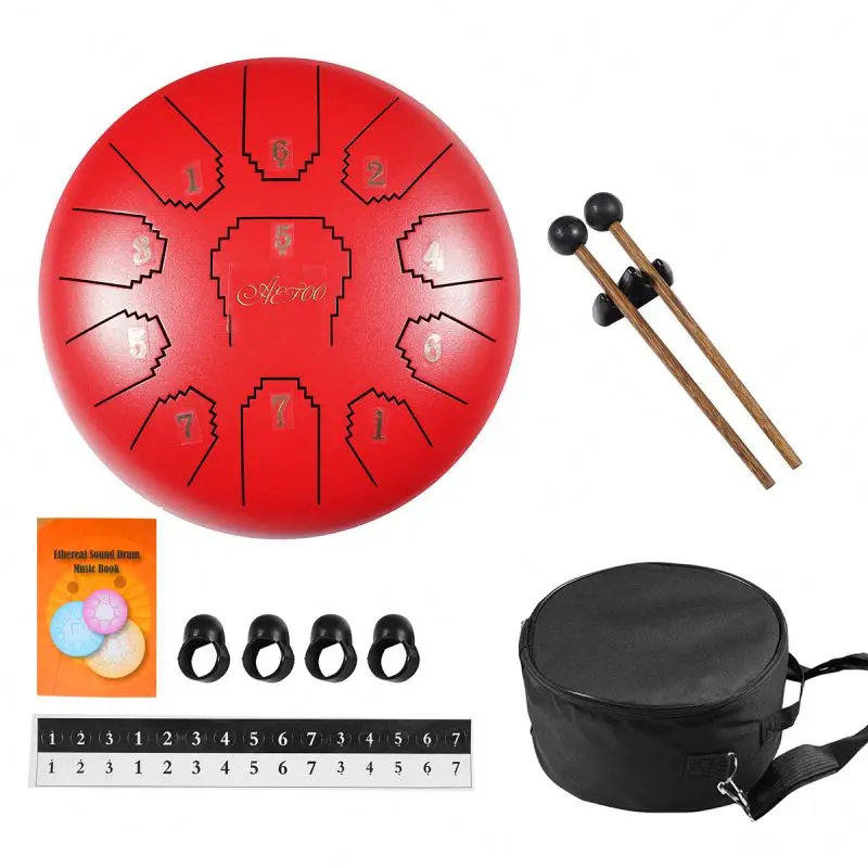 

Musical Instruments Tongue Drum Bracket Corlorful Steel Tongue Drum 11 Notes 10 Inches